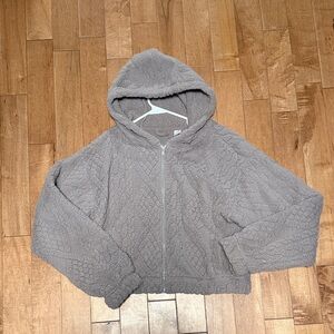 Cozy Hooded Jacket in Gray/taupe